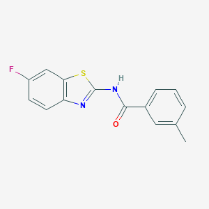 molecular formula C15H11FN2OS B369732 N-(6-fluoro-1,3-benzothiazol-2-yl)-3-methylbenzamide CAS No. 476297-62-8