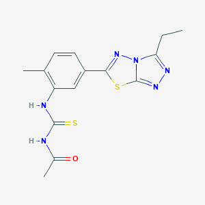 molecular formula C15H16N6OS2 B369944 N-acetyl-N'-[5-(3-ethyl[1,2,4]triazolo[3,4-b][1,3,4]thiadiazol-6-yl)-2-methylphenyl]thiourea CAS No. 765922-28-9