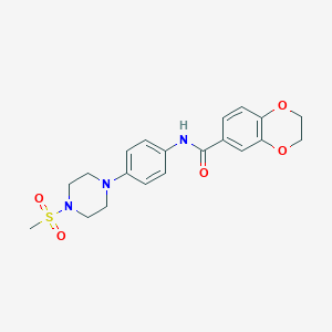 molecular formula C20H23N3O5S B370087 N-[4-(4-methylsulfonylpiperazin-1-yl)phenyl]-2,3-dihydro-1,4-benzodioxine-6-carboxamide CAS No. 876886-99-6
