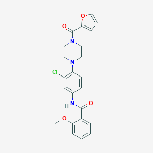 molecular formula C23H22ClN3O4 B370094 N-[3-chloro-4-[4-(furan-2-carbonyl)piperazin-1-yl]phenyl]-2-methoxybenzamide CAS No. 876886-55-4