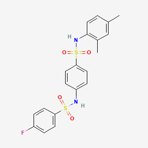 molecular formula C20H19FN2O4S2 B3702266 N-(4-{[(2,4-dimethylphenyl)amino]sulfonyl}phenyl)-4-fluorobenzenesulfonamide 