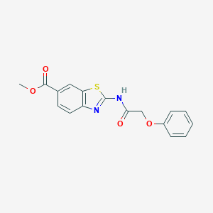 molecular formula C17H14N2O4S B370412 Methyl 2-[(phenoxyacetyl)amino]-1,3-benzothiazole-6-carboxylate CAS No. 916039-07-1
