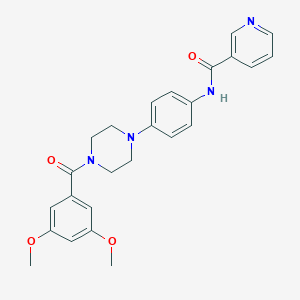 molecular formula C25H26N4O4 B370444 N-(4-{4-[(3,5-dimethoxyphenyl)carbonyl]piperazin-1-yl}phenyl)pyridine-3-carboxamide CAS No. 919016-44-7