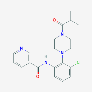molecular formula C20H23ClN4O2 B370448 N-{3-chloro-2-[4-(2-methylpropanoyl)piperazin-1-yl]phenyl}pyridine-3-carboxamide CAS No. 916035-76-2