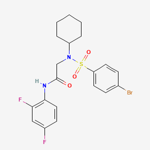 molecular formula C20H21BrF2N2O3S B3704486 N~2~-[(4-bromophenyl)sulfonyl]-N~2~-cyclohexyl-N-(2,4-difluorophenyl)glycinamide 
