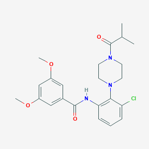 molecular formula C23H28ClN3O4 B370451 N-{3-chloro-2-[4-(2-methylpropanoyl)piperazin-1-yl]phenyl}-3,5-dimethoxybenzamide CAS No. 921097-27-0