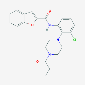 molecular formula C23H24ClN3O3 B370458 N-{3-chloro-2-[4-(2-methylpropanoyl)piperazin-1-yl]phenyl}-1-benzofuran-2-carboxamide CAS No. 916036-50-5