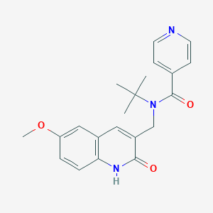 molecular formula C21H23N3O3 B370599 N-(tert-butyl)-N-[(2-hydroxy-6-methoxy-3-quinolinyl)methyl]isonicotinamide CAS No. 674818-07-6