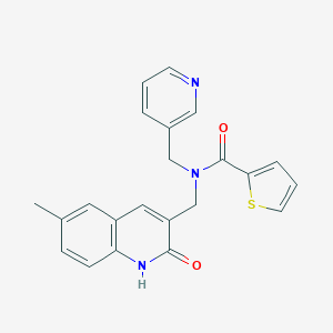 molecular formula C22H19N3O2S B370606 N-[(6-methyl-2-oxo-1H-quinolin-3-yl)methyl]-N-(pyridin-3-ylmethyl)thiophene-2-carboxamide CAS No. 579449-22-2