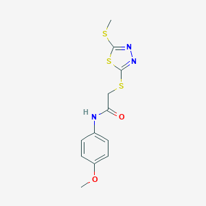 molecular formula C12H13N3O2S3 B370841 N-(4-methoxyphenyl)-2-[(5-methylsulfanyl-1,3,4-thiadiazol-2-yl)sulfanyl]acetamide CAS No. 720669-19-2