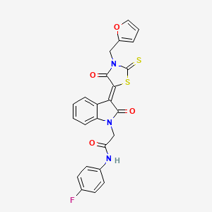molecular formula C24H16FN3O4S2 B3708516 N-(4-fluorophenyl)-2-{(3Z)-3-[3-(2-furylmethyl)-4-oxo-2-thioxo-1,3-thiazolidin-5-ylidene]-2-oxo-2,3-dihydro-1H-indol-1-yl}acetamide 
