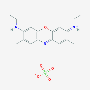 molecular formula C18H22ClN3O5 B037087 ethyl-[7-(ethylamino)-2,8-dimethylphenoxazin-3-ylidene]azanium;perchlorate CAS No. 41830-81-3