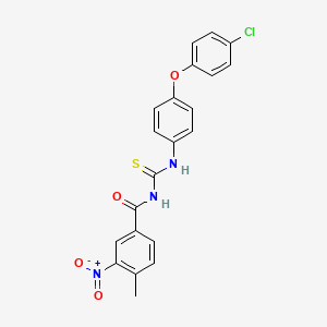 molecular formula C21H16ClN3O4S B3708700 N-{[4-(4-chlorophenoxy)phenyl]carbamothioyl}-4-methyl-3-nitrobenzamide 
