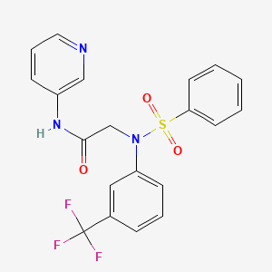 molecular formula C20H16F3N3O3S B3708703 N~2~-(phenylsulfonyl)-N~1~-3-pyridinyl-N~2~-[3-(trifluoromethyl)phenyl]glycinamide 