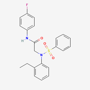 molecular formula C22H21FN2O3S B3708720 N~2~-(2-ethylphenyl)-N~1~-(4-fluorophenyl)-N~2~-(phenylsulfonyl)glycinamide 