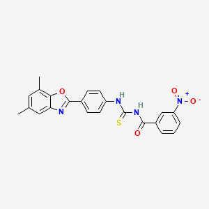 molecular formula C23H18N4O4S B3708771 N-{[4-(5,7-dimethyl-1,3-benzoxazol-2-yl)phenyl]carbamothioyl}-3-nitrobenzamide 