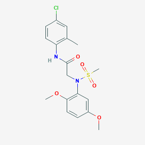 molecular formula C18H21ClN2O5S B3708776 N-(4-chloro-2-methylphenyl)-2-(2,5-dimethoxy-N-methylsulfonylanilino)acetamide 