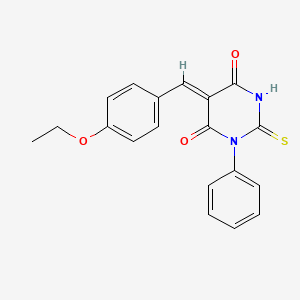 molecular formula C19H16N2O3S B3708790 5-(4-ethoxybenzylidene)-1-phenyl-2-thioxodihydro-4,6(1H,5H)-pyrimidinedione 