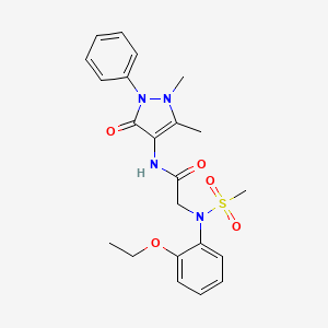 molecular formula C22H26N4O5S B3709048 N-(1,5-Dimethyl-3-oxo-2-phenyl-2,3-dihydro-1H-pyrazol-4-YL)-2-[N-(2-ethoxyphenyl)methanesulfonamido]acetamide 