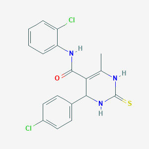 molecular formula C18H15Cl2N3OS B370959 N-(2-chlorophenyl)-4-(4-chlorophenyl)-6-methyl-2-thioxo-1,2,3,4-tetrahydro-5-pyrimidinecarboxamide 