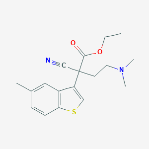 molecular formula C18H22N2O2S B370962 Ethyl 2-cyano-4-(dimethylamino)-2-(5-methyl-1-benzothien-3-yl)butanoate 
