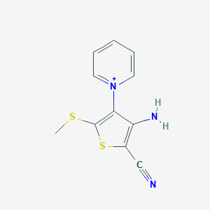 molecular formula C11H10N3S2+ B371035 1-[4-Amino-5-cyano-2-(methylsulfanyl)thien-3-yl]pyridinium 