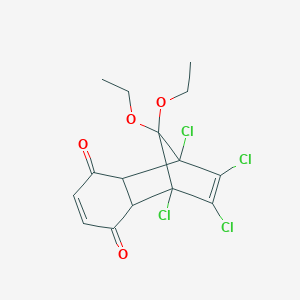 molecular formula C15H14Cl4O4 B371039 1,8,9,10-Tetrachloro-11,11-diethoxytricyclo[6.2.1.0~2,7~]undeca-4,9-diene-3,6-dione 