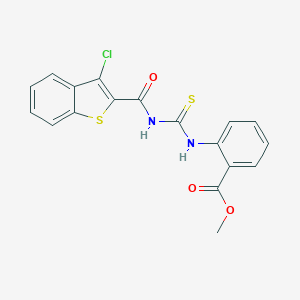 molecular formula C18H13ClN2O3S2 B371259 methyl 2-[({[(3-chloro-1-benzothien-2-yl)carbonyl]amino}carbothioyl)amino]benzoate 