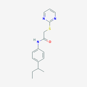 molecular formula C16H19N3OS B371363 N-(4-sec-butylphenyl)-2-(2-pyrimidinylsulfanyl)acetamide CAS No. 256955-16-5