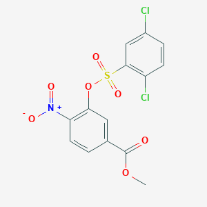 molecular formula C14H9Cl2NO7S B371398 Methyl 3-(((2,5-dichlorophenyl)sulfonyl)oxy)-4-nitrobenzenecarboxylate CAS No. 297150-06-2