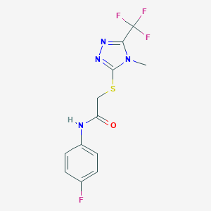 molecular formula C12H10F4N4OS B371401 N-(4-fluorophenyl)-2-{[4-methyl-5-(trifluoromethyl)-4H-1,2,4-triazol-3-yl]sulfanyl}acetamide CAS No. 328262-91-5