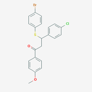molecular formula C22H18BrClO2S B371450 3-[(4-Bromophenyl)sulfanyl]-3-(4-chlorophenyl)-1-(4-methoxyphenyl)-1-propanone CAS No. 329779-48-8
