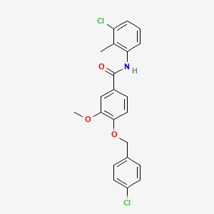 molecular formula C22H19Cl2NO3 B3714782 N-(3-chloro-2-methylphenyl)-4-[(4-chlorophenyl)methoxy]-3-methoxybenzamide 