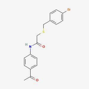 molecular formula C17H16BrNO2S B3715711 N-(4-acetylphenyl)-2-[(4-bromophenyl)methylsulfanyl]acetamide 