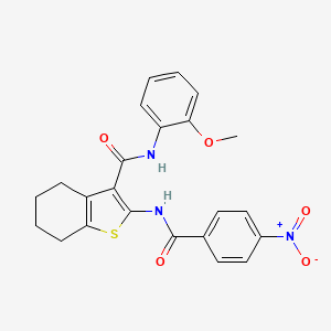 molecular formula C23H21N3O5S B3715790 N-(2-methoxyphenyl)-2-{[(4-nitrophenyl)carbonyl]amino}-4,5,6,7-tetrahydro-1-benzothiophene-3-carboxamide 