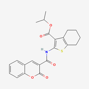 molecular formula C22H21NO5S B3715897 isopropyl 2-{[(2-oxo-2H-chromen-3-yl)carbonyl]amino}-4,5,6,7-tetrahydro-1-benzothiophene-3-carboxylate 