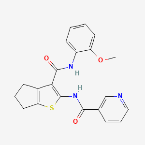 molecular formula C21H19N3O3S B3716004 N-{3-[(2-methoxyphenyl)carbamoyl]-5,6-dihydro-4H-cyclopenta[b]thiophen-2-yl}pyridine-3-carboxamide 