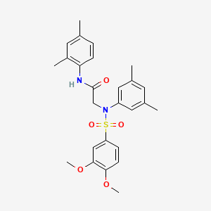 molecular formula C26H30N2O5S B3716225 N~2~-[(3,4-dimethoxyphenyl)sulfonyl]-N~1~-(2,4-dimethylphenyl)-N~2~-(3,5-dimethylphenyl)glycinamide 