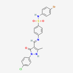 molecular formula C23H18BrClN4O3S B3716327 N-(4-bromophenyl)-4-({[1-(4-chlorophenyl)-3-methyl-5-oxo-1,5-dihydro-4H-pyrazol-4-ylidene]methyl}amino)benzenesulfonamide 