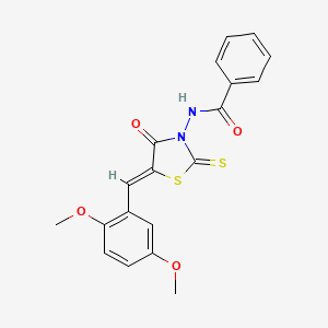 molecular formula C19H16N2O4S2 B3716348 N-[(5Z)-5-(2,5-dimethoxybenzylidene)-4-oxo-2-thioxo-1,3-thiazolidin-3-yl]benzamide 
