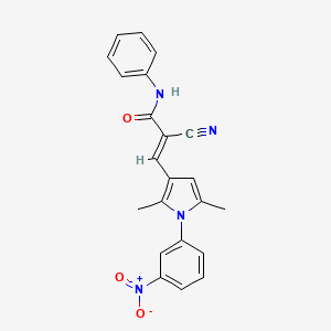 molecular formula C22H18N4O3 B3716413 (E)-2-cyano-3-[2,5-dimethyl-1-(3-nitrophenyl)pyrrol-3-yl]-N-phenylprop-2-enamide 