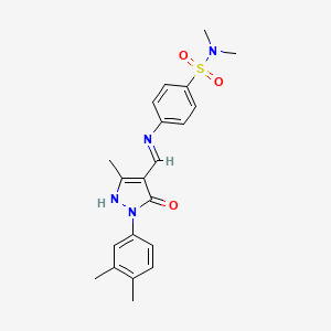 molecular formula C21H24N4O3S B3716417 4-({[1-(3,4-dimethylphenyl)-3-methyl-5-oxo-1,5-dihydro-4H-pyrazol-4-ylidene]methyl}amino)-N,N-dimethylbenzenesulfonamide 