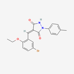 molecular formula C19H17BrN2O3 B3716423 4-(5-bromo-2-ethoxybenzylidene)-1-(4-methylphenyl)-3,5-pyrazolidinedione 