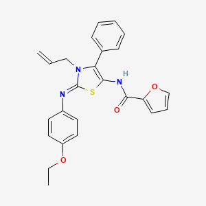 molecular formula C25H23N3O3S B3716467 N-{3-allyl-2-[(4-ethoxyphenyl)imino]-4-phenyl-2,3-dihydro-1,3-thiazol-5-yl}-2-furamide 