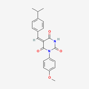 molecular formula C21H20N2O4 B3716649 (5E)-1-(4-methoxyphenyl)-5-[(4-propan-2-ylphenyl)methylidene]-1,3-diazinane-2,4,6-trione 