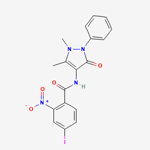 molecular formula C18H15IN4O4 B3716681 N-(1,5-dimethyl-3-oxo-2-phenylpyrazol-4-yl)-4-iodo-2-nitrobenzamide 