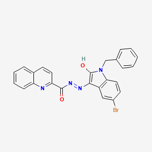 molecular formula C25H17BrN4O2 B3716791 N'-[(3Z)-1-Benzyl-5-bromo-2-oxo-2,3-dihydro-1H-indol-3-ylidene]quinoline-2-carbohydrazide 
