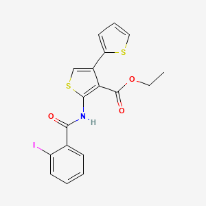 molecular formula C18H14INO3S2 B3716793 ETHYL 5'-(2-IODOBENZAMIDO)-[2,3'-BITHIOPHENE]-4'-CARBOXYLATE 