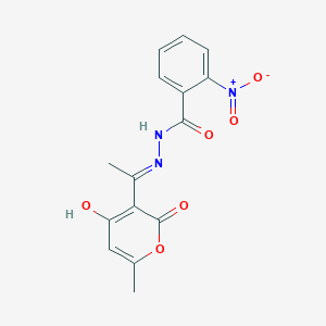 molecular formula C15H13N3O6 B3717016 N'~1~-[(E)-1-(4-HYDROXY-6-METHYL-2-OXO-2H-PYRAN-3-YL)ETHYLIDENE]-2-NITROBENZOHYDRAZIDE 