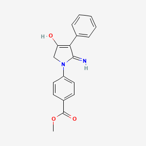 molecular formula C18H16N2O3 B3717225 methyl 4-(3-hydroxy-5-imino-4-phenyl-2H-pyrrol-1-yl)benzoate 